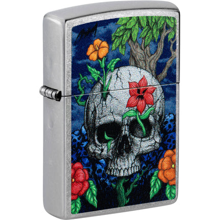 Zippo Windproof Lighter - Color Image Skull Design Street Chrome Finish Metal | 46939 ,