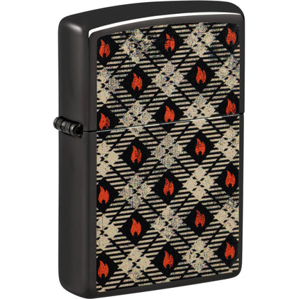 Zippo Windproof Lighter - Color Image Tartan Design High Polish Black Finish | 46944 ,