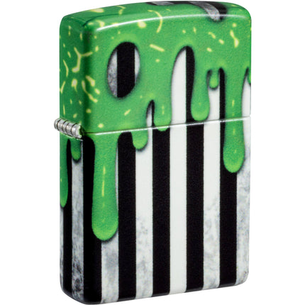 Zippo Windproof Lighter - Slime Design Glow-in-the-Dark Green Finish Metal | 46950 ,