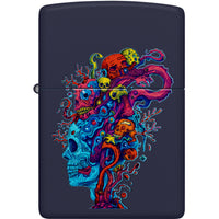 Zippo Windproof Lighter - Color Image Skull Design Navy Matte Finish Metal | 46958 ,