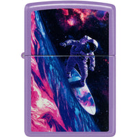Zippo Windproof Lighter - Surfing Astronaut Design Smoky Lavender Finish Metal | 46999 ,
