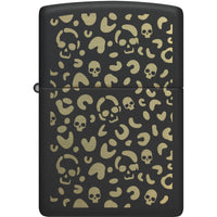 Zippo Windproof Lighter - Skull Leopard Design Black Matte Finished Metal | 47001 ,
