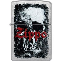 Zippo Windproof Lighter - Zippo Skull Design Street Chrome Finished Metal | 47002 ,