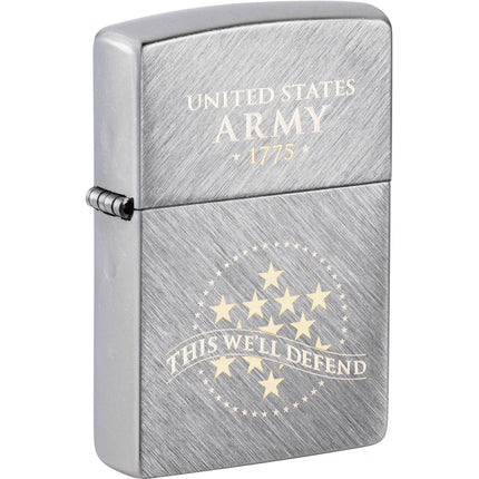 Zippo Windproof Lighter - US Army Herringbone Sweep Two Tone Brushed Chrome | 47090 ,