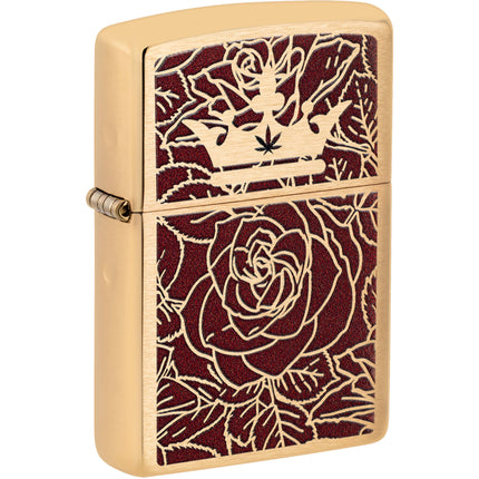Zippo Windproof Lighter - Color Image 204B Queen of Bud Brushed Brass Finish | 47108 ,