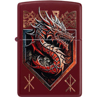 Zippo Windproof Lighter - Color Image Red Dragon Design Merlot Red Finish | 47136 ,