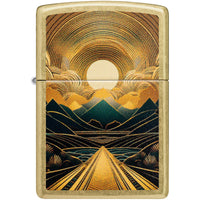 Zippo Windproof Lighter - Through The Mountains Design Street Brass Finish | 47137 ,