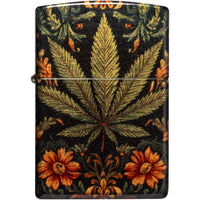 Zippo Windproof Lighter - Leaf and Flowers Design Tumbled Brass Finished | 47139 ,