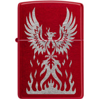Zippo Windproof Pocket Lighter - Laser Engraved Phoenix Design Candy Apple Red | 47140 ,