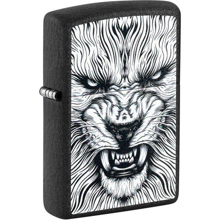Zippo Windproof Pocket Lighter - Fierce Animal Design Black Crackle Metal | 47144 ,