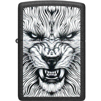 Zippo Windproof Pocket Lighter - Fierce Animal Design Black Crackle Metal | 47144 ,