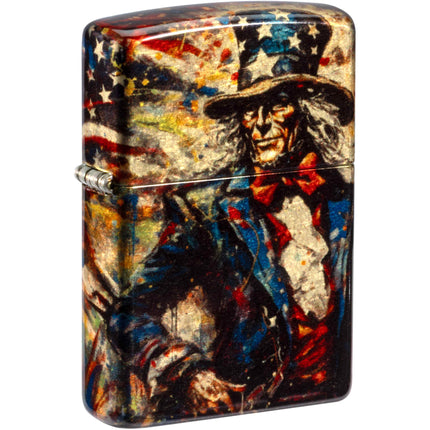 Zippo Windproof Pocket Lighter - Uncle Sam Design Tumbled Brass 540 Fusion | 47145 ,