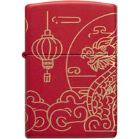 Zippo Windproof Lighter - Asian Dragon Design Red Matte Laser 360 Degree | 47146 ,
