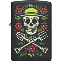 Zippo Windproof Pocket Lighter - Skull Gardener Design Black Matte Metal | 47152 ,
