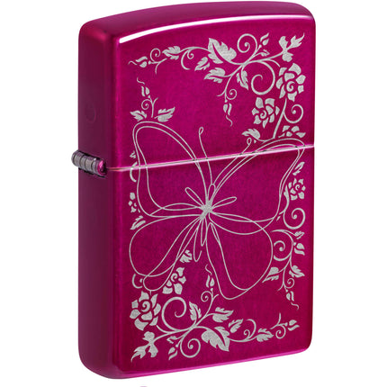 Zippo Windproof Pocket Lighter - 24003 Butterfly Design Candy Raspberry | 47158 ,