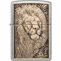 Zippo Windproof Pocket Lighter - Lion Emblem Design Street Chrome Metal | 47171 ,