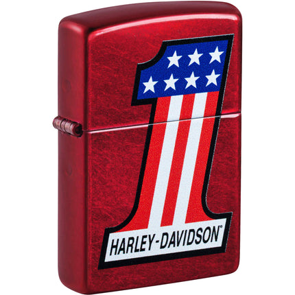 Zippo Windproof Pocket Lighter - Harley-Davidson Candy Apple Red Color Image | 47172 ,