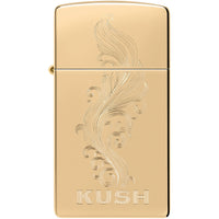 Zippo Windproof Pocket Lighter - Slim Cannabis Design High Polish Brass | 47173 ,