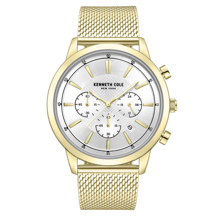 Kenneth Cole Men's Watch - Silver Dial Yellow Gold Mesh Bracelet | KCWGK7007202 ,