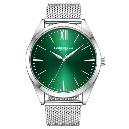 Kenneth Cole Men's Watch - Green Dial Stainless Steel Mesh Bracelet | KCWGG7002101 ,