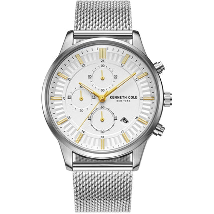 Kenneth Cole Men's Watch - White Dial Stainless Steel Mesh Bracelet | KCWGK2185304 ,