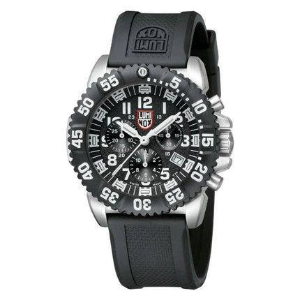 Luminox 3181 Men's Sea Colormark Chronograph Black Dial Rubber Strap Steel Dive Watch ,