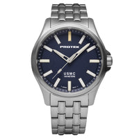 Protek Men's Watch - USMC Series Quartz Dark Blue Dial Titanium Bracelet | 3103BR ,