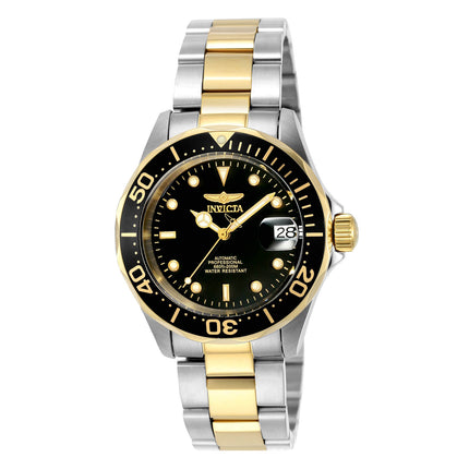 Invicta Men's Automatic Watch - Pro Diver Two Tone Yellow Bracelet Black Dial | 8927 ,