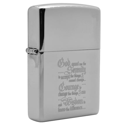 Zippo 250MP-SERENITY Classic Life Changing Serenity Prayer High Polish Chrome Windproof Lighter ,