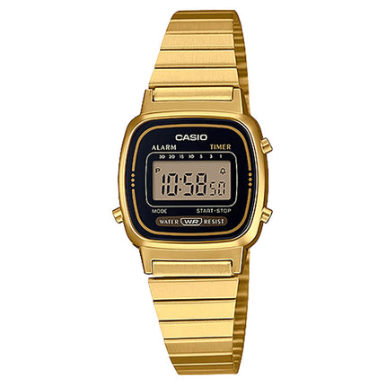 Casio Women's Classic Casual Sports Vintage Alarm Gold Tone Steel Bracelet Digital Watch | LA670WGA-1 ,