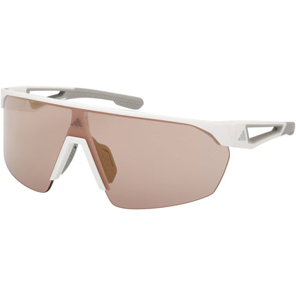 Adidas Unisex Sunglasses - White Acetate Shield Shape Half Rim Frame | SP0103 0021G ,