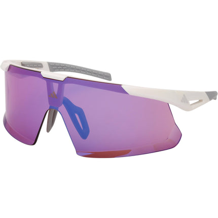 Adidas Unisex Sunglasses - White Acetate Shield Shape Half Rim Frame | SP0106 0021Z ,
