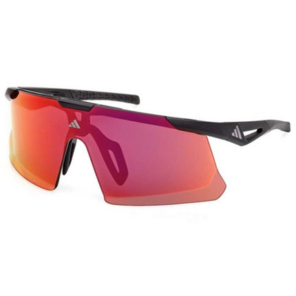 Adidas Unisex Sunglasses - Matte Black Plastic Shield Half Rim Frame | SP0107 0002L ,