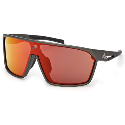 Adidas Unisex Sunglasses - Matte Dark Green Acetate Shield Shape Frame | SP0108 0097L ,