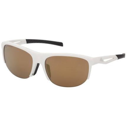 Adidas Unisex Sunglasses - White Acetate Rectangular Half Rim Frame | SP0112 6621G ,