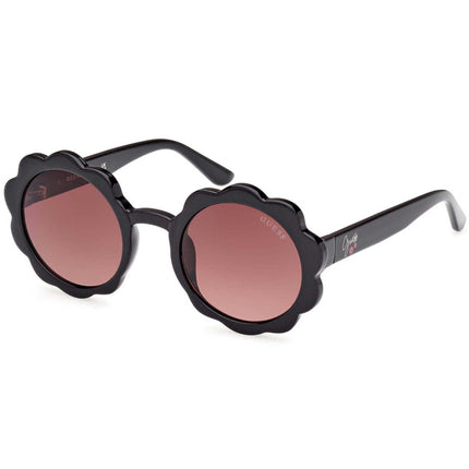 Guess Girl's Sunglasses - Shiny Black Acetate Round Full Rim Frame | GU00127 4501F ,