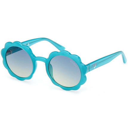 Guess Girl's Sunglasses - Shiny Turquoise Acetate Round Full Rim Frame | GU00127 4587W ,