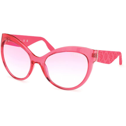 Guess Women's Sunglasses - Shiny Pink Plastic Cat Eye Full Rim Frame | GU00130 6172U ,