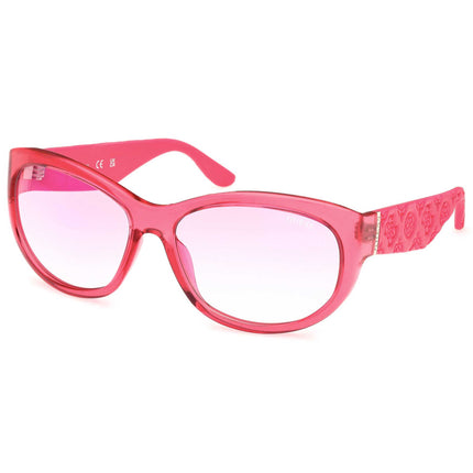 Guess Women's Sunglasses - Shiny Pink Plastic Cat Eye Full Rim Frame | GU00131 6072U ,