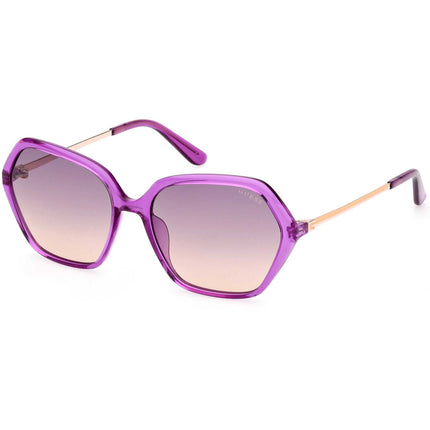 Guess Women's Sunglasses - Shiny Violet Acetate Geometric Shape Frame | GU00134 5581Z ,
