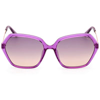 Guess Women's Sunglasses - Shiny Violet Acetate Geometric Shape Frame | GU00134 5581Z ,