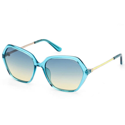 Guess Women's Sunglasses - Shiny Turquoise Acetate Geometric Full Rim | GU00134 5587W ,