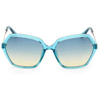 Guess Women's Sunglasses - Shiny Turquoise Acetate Geometric Full Rim | GU00134 5587W ,