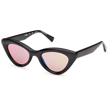 Guess Unisex Sunglasses - Shiny Black Plastic Cat Eye Full Rim Frame | GU00137 5001U ,