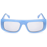 Guess Unisex Sunglasses - Shiny Light Blue Rectangular Full Rim Frame | GU00138 5384A ,