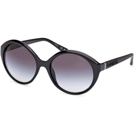 Guess Women's Sunglasses - Shiny Black Acetate Round Full Rim Frame | GU00155 5701B ,