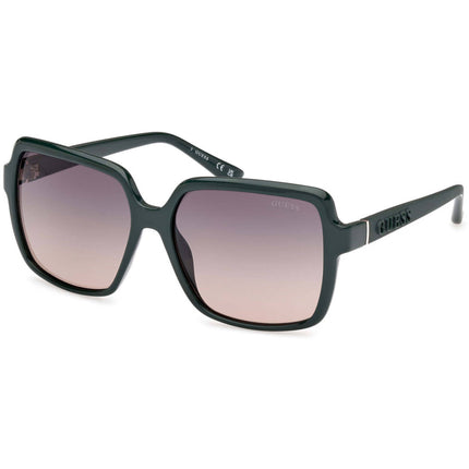 Guess Women's Sunglasses - Shiny Dark Green Acetate Square Shape Frame | GU00157 5796B ,