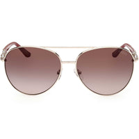 Guess Women's Sunglasses - Gold Metal Pilot Frame Gradient Brown Lens | GU00158 6132F ,