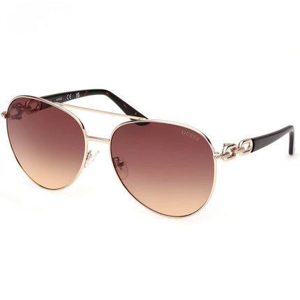 Guess Women's Sunglasses - Gold/Other Metal Pilot Shape Full Rim Frame | GU00158 6133F ,