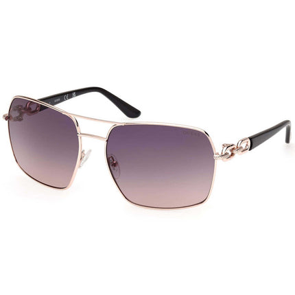 Guess Women's Sunglasses - Shiny Rose Gold Metal Square Full Rim Frame | GU00159 6328B ,